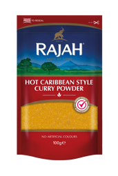 Show details for Rajah Hot Caribbean Curry Powder 100g Picture of Rajah Hot Caribbean Curry Powder 100g