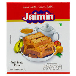 Show details for Jaimin Tutti Frutti Rusk 200g Picture of Jaimin Tutti Frutti Rusk 200g