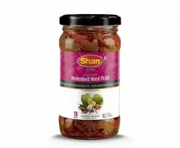 Show details for Shan Hyderabadi Pickle (hot and spicy vegetables in oil) 300g Picture of Shan Hyderabadi Pickle (hot and spicy vegetables in oil) 300g