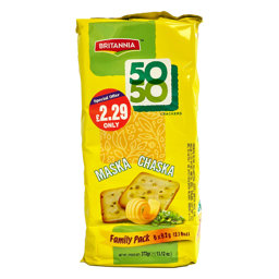 Show details for Britannia 50-50 Maska Chaska Biscuits 62g - Pack of 6 Picture of Britannia 50-50 Maska Chaska Biscuits 62g - Pack of 6